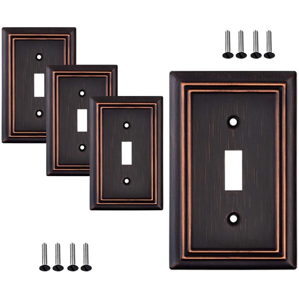 Sleeklighting 4 Pack Beveled Oil Rubbed Bronze Outlet Covers 1 Gang