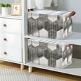 thumbnail image 2 of Yayeee Foldable Storage Basket for Shelves with Handles Waterproof Cloth Bins, Gray Hexagons, 2 of 7