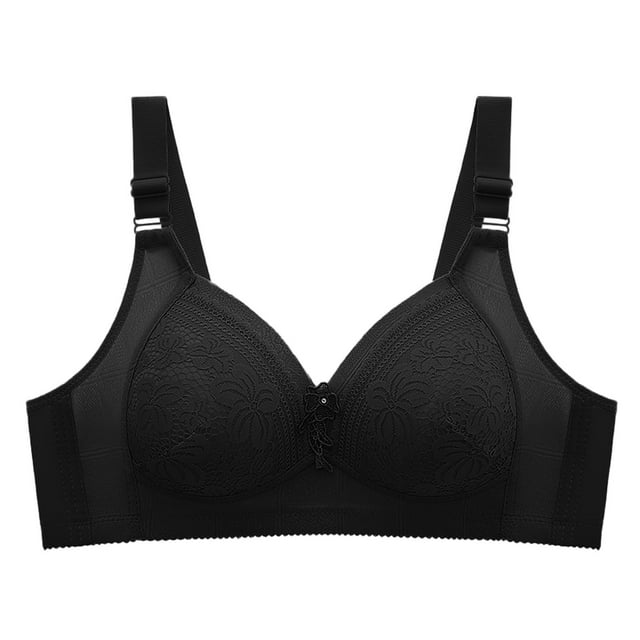 PEASKJP Front Closure Bras for Women Full Coverage Underwire Lifting Lace Bra for Heavy Breast, Black 42