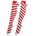 thumbnail image 2 of Tittly Thigh High Stockings Socks for Women Christmas Bow Thigh High Long Stockings Over Knee Christmas Party Costumes Knee High Long Striped Stocking Slouch Socks Cute Socks Red One Size, 2 of 6