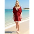 thumbnail image 3 of HAPPY BAY Women's Loose Summer Bathing Suit Cover Ups L-XL Maroon, Solid, 3 of 5