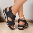 thumbnail image 4 of Rokment Womens Platform Wedges Gladiator Sandals 2026 Beach Comfortable Vintage Leather Hollow out Orthopedic Walking Dress Slingback Summer Shoes Black Size 8, 4 of 8
