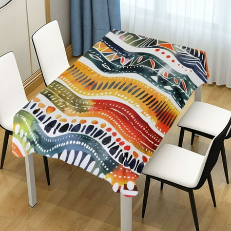 

ALAZA Watercolor Wave Lines Rectangle Tablecloth Tablecover Dinning Table Cloth 60 x108