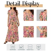 Cuteduck Women's Maxi Dresses Short Sleeve Long Casual Dresses Loose Plain with Pockets S-XXL