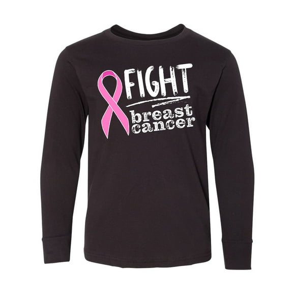 Inktastic Fight Breast Cancer Pink Ribbon Long Sleeve Youth T-Shirt