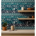 thumbnail image 3 of S4Sassy Self-Stick Decorative Boho Wallpaper, Handblock Striped Wall Paper, Textured Vinyl Waterproof Contact Paper, Teal, 25"X240" Removable Renter Wall Covering For Bedroom, Dining Room, 3 of 7