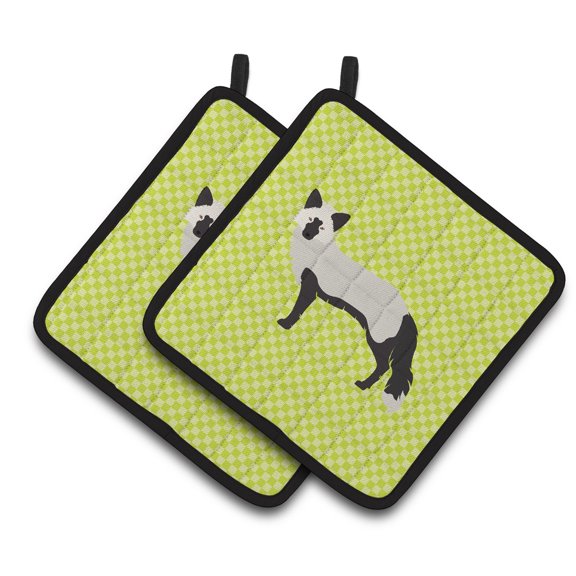 Caroline's Treasures Silver Fox Green Pair of Pot Holders