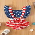 thumbnail image 2 of EIMELI Bébé Fille Casual Romper Drapeau National Imprimé Sans Manches Évider Body à Volants, 2 of 6
