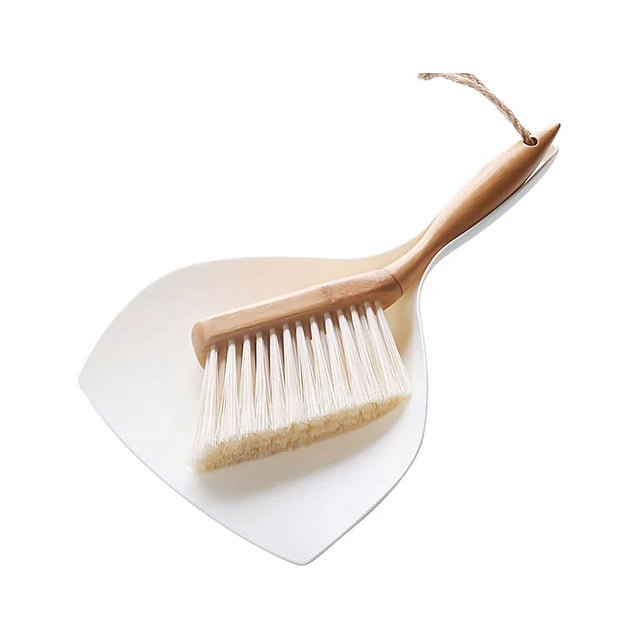 Recogedor y escoba, recogedor y cepillo, limpiador de jaula, accesorio para cabaña, madera blanca, 1 Uds.