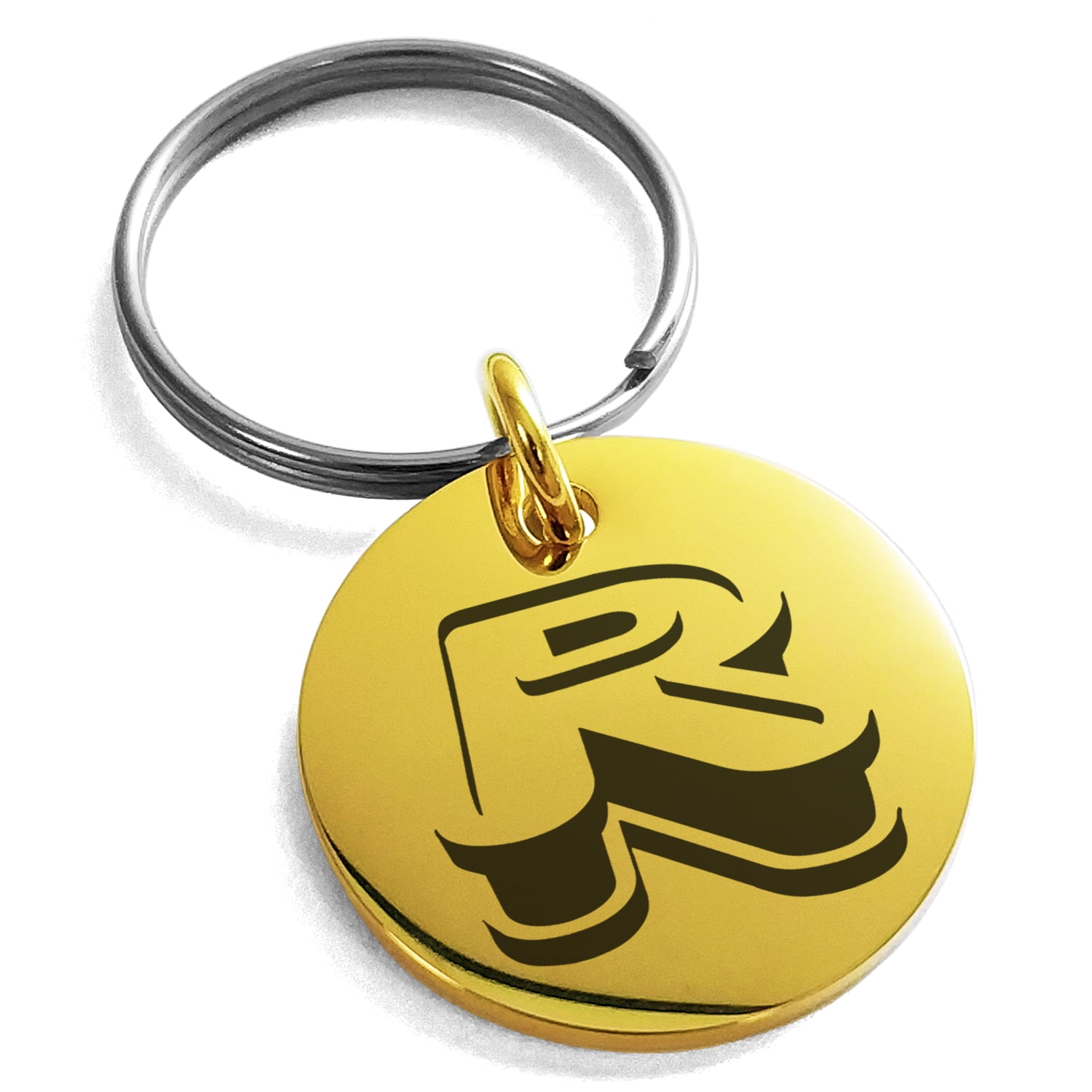Stainless Steel Letter R Initial 3D Monogram Engraved Small Medallion ...