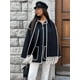 thumbnail image 2 of HH TRAF Abrigo de invierno para mujer, abrigo de botonadura sencilla en contraste con bufanda con borlas, chaqueta holgada de manga larga, tops casuales elegantes, 2 of 5