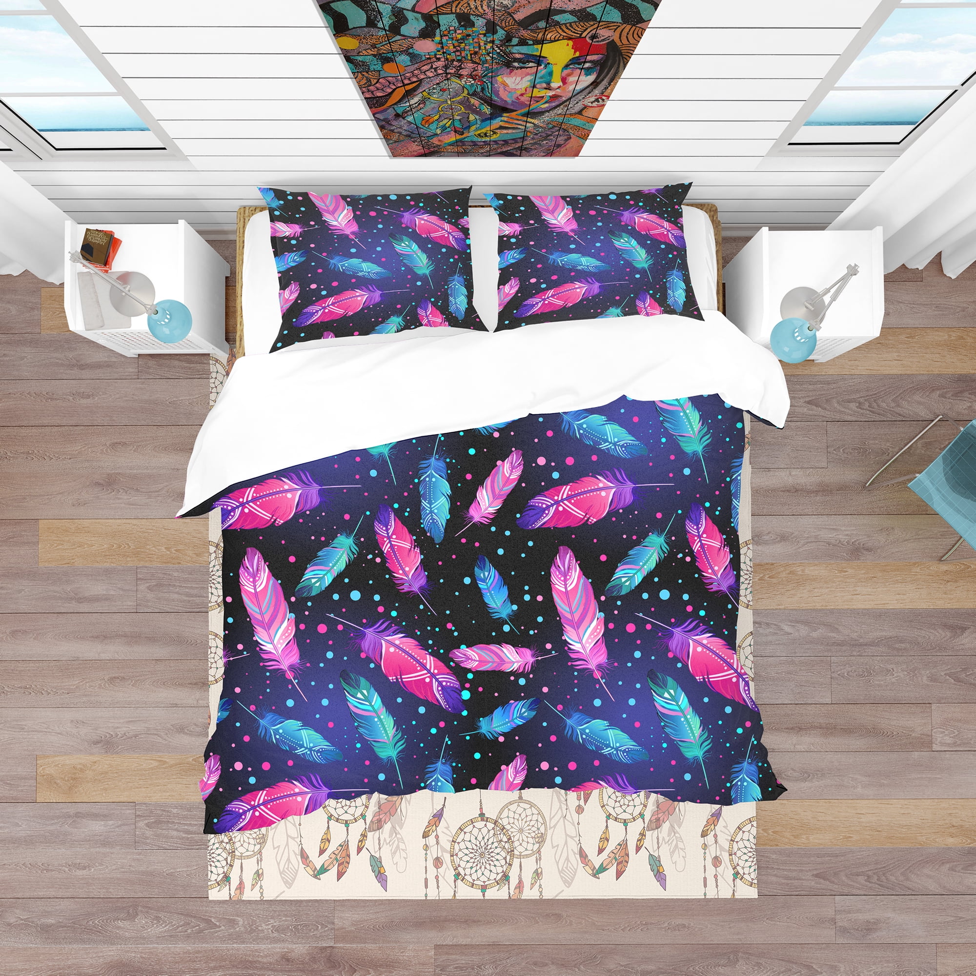 Designart 'Pattern with Painted Bird Feathers' Southwestern Duvet Cover Set