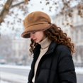 thumbnail image 6 of Women Newsboy Cap Flat Cap Painter Hat Cloth Fluff Material Warm Lined All Season for Vacation Hiking Trip, 6 of 9