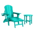 thumbnail image 3 of WestinTrends Malibu 2-Piece Outdoor Folding Adjustable Adirondack Chair with Cup Holder & Hideaway Ottoman and 18" Side Table, Turquoise, 3 of 16