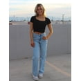 thumbnail image 4 of Women's Short Sleeve Square Neck T-Shirt Slim Casual Basic Crop Top Outing Top, 4 of 5