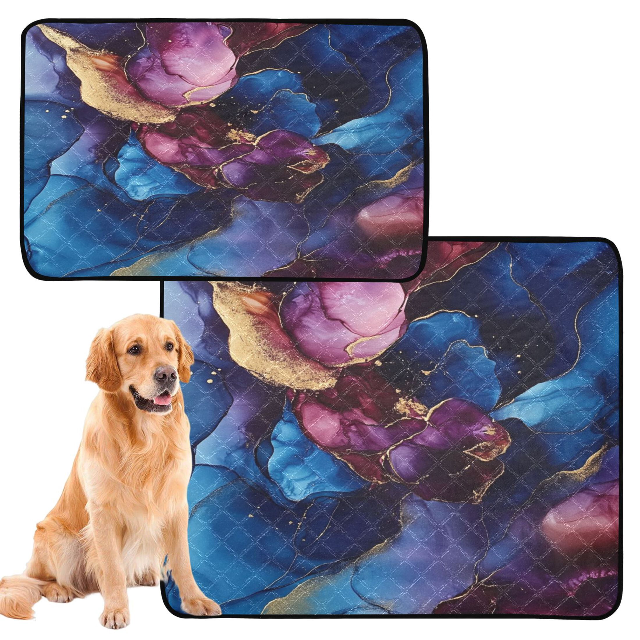 Qxltty Blue Gilt Marbles Cat litter Pads Pet Set of 3 Diaper Mats Center Anti-leakage Layer Absorbent Soft and Comfortable