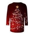 thumbnail image 5 of successthop Christmas Shirts Women Funny Graphic Light Tree 3/4 Sleeve Tops Oversized Crewneck Festival Clothes, 5 of 5