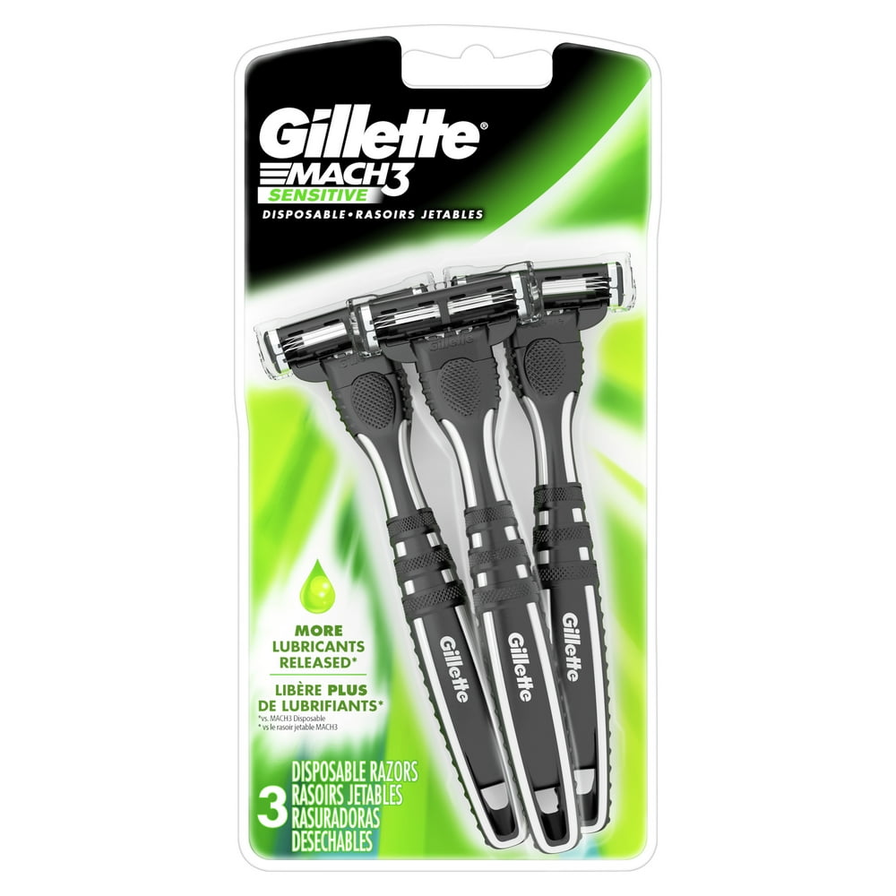 Gillette Mach3 Sensitive Mens Disposable Razors, 3 ct - Walmart.com