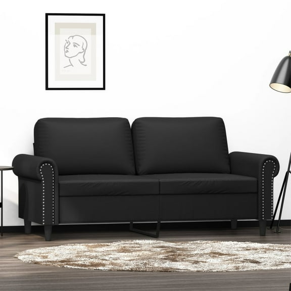 Casafoyer 2-Seater Sofa Black 55.1" Faux Leather