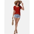thumbnail image 5 of Tops for Women Summer Casual Ruffle Trim Sleeve Square Neck T Shirts, 5 of 6