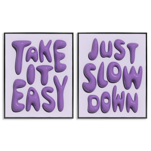 Stupell Industries Slow Down Take It Easy Text & Numbers Painting Black Framed Art Print Wall Art, 11 x 14, Set of 2