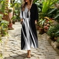 thumbnail image 5 of Ayolanni V-Neck Dresses for Women 3/4 Sleeve Geometric Print A-Line Maxi Dress Dressy Work Formal Ruffle Long Dress Black L, 5 of 7