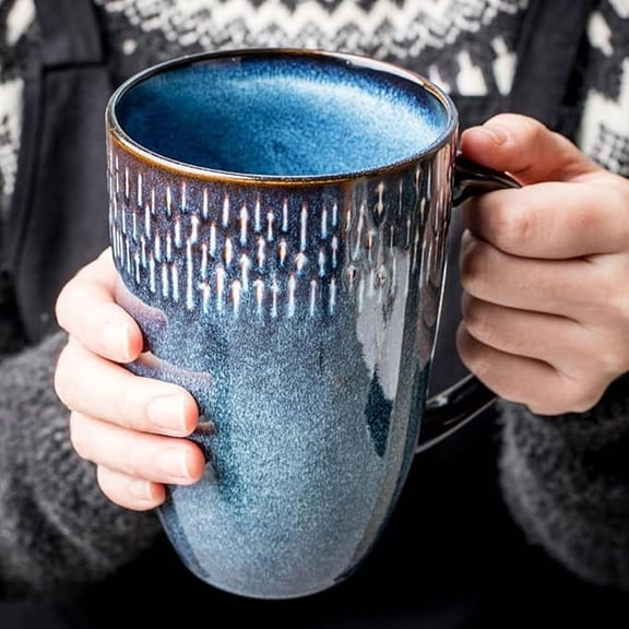 21 oz blue Ceramic Mug - Large Coffee Cup Ceramic Mug - Large Coffee Cup with Modern Microwave And Dishwasher Safe