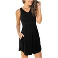 thumbnail image 1 of Timegard Womens Dresses Summer V Neck Sleeveless Ruched Loose Comfy Solid Color Casual Dresses Pockets, 1 of 5