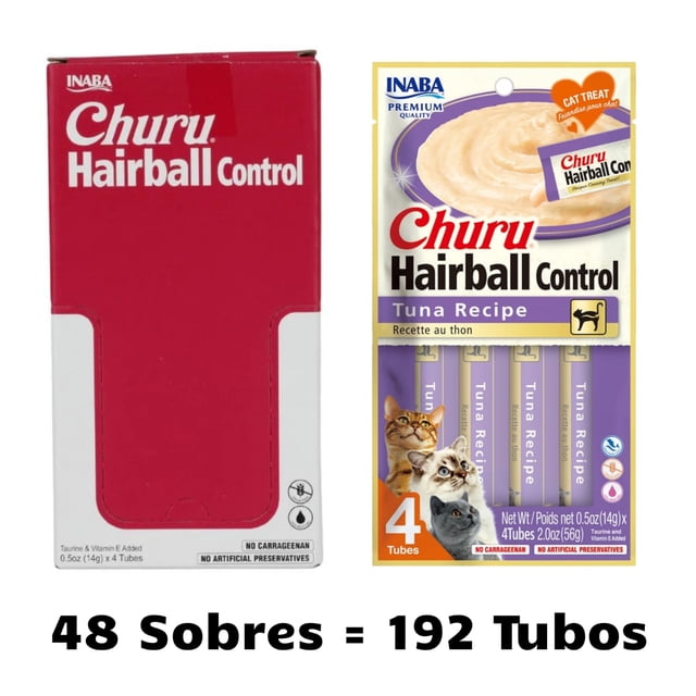 Caja con 192 Churu Hairball 4 tubos de 14g (48 sobres)