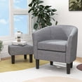 thumbnail image 6 of Costway Barrel Club Chair with Ottoman Set Footrest Curved Back & Removable Seat Cushion Grey, 6 of 10