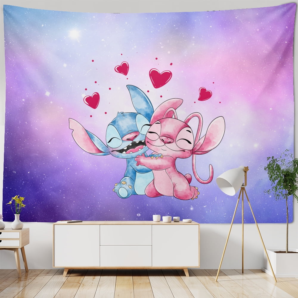 Mengen Lilo & Stitch Tapestry for Bedroom,Lilo & Stitch Living Room Home Decor for Party Home Christmas Wall Decoration/M-150*130cm, Size: Medium-150*130cm