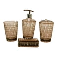 thumbnail image 4 of 4x Dispensador de jabón, soporte para cepillo de dientes, artículos esenciales para apartamentos, moderno, juego de accesorios de baño, vaso para enju marrón, 4 of 8