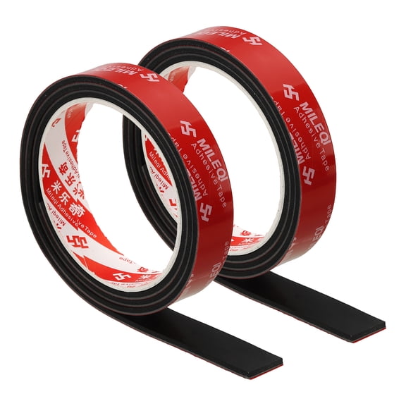 2Pcs Neoprene Rubber Strips 1" x 1/8" x 3.3FT Adhesive Solid Rubber Sheet