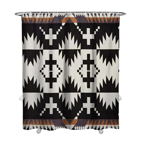 Extra Long Boho Shower Curtain 72x84 Inches - Vintage Floral & Tropical Leaves Pattern, Waterproof Bohemian Bathroom Decor with 12 Hooks, Tribal Rustic Style