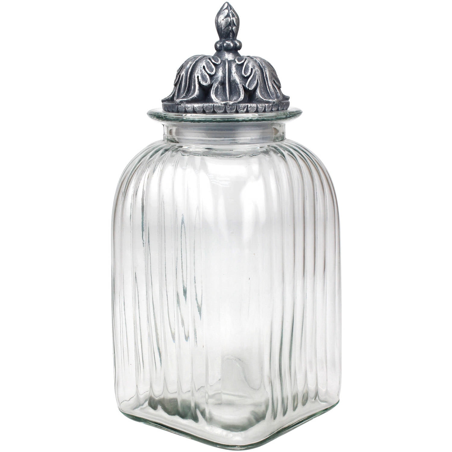 Stonebriar Collection Large Fluted Glass Canister With Decorative Lid   593586f5 D74c 4d11 8abe B7a968706947 1.ed04630423e7d1a84da6ceaac1ee2276 