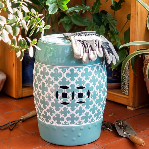 18" Blue Moroccan Garden Stool