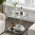 thumbnail image 4 of Glass Side Table-Silver Chrome End Table Clear Acrylic Nightstand for Living Room Bedroom, 4 of 6