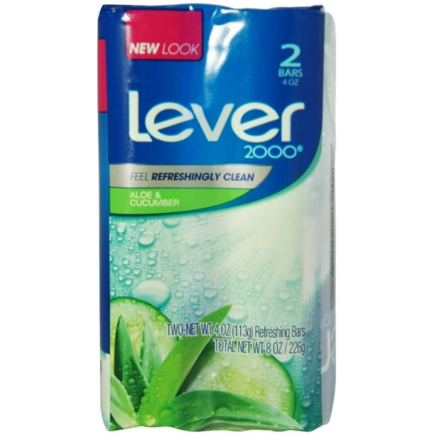 Lever 2000 Refreshing Bar Soap, Fresh Aloe & Cucumber 4 oz, 2 ea (Pack of 2)