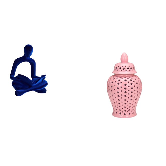Figura decorativa de pensador abstracto y jarrón de cerámica tipo tarro de jengibre, ideal para la oficina, bar, bodas, fiestas y arreglos florales.