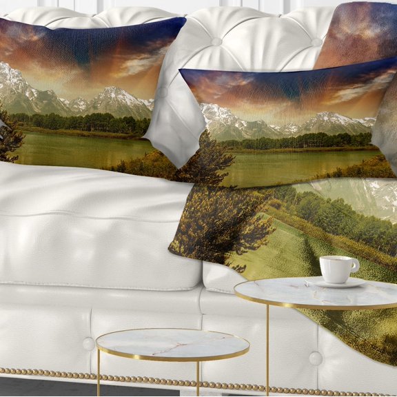 Designart Grand Teton National Park - Landscape Printed Throw Pillow - 12x20