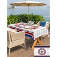 thumbnail image 5 of Outdoor Tablecloth with Umbrella Hole for Patio/Picnic/Party/Camping, Patriotic American Flag Waterproof Table Cloth Rectangle Table Cover Washable, Blue Red Flowers Wreath Gray Plaid (54"x 80"), 5 of 9