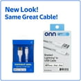 thumbnail image 3 of onn USB-a, Mfi Certified, Compatible with iPhone 14/13/12/11/x/xr/xs/8/7/6/5, iPad, Airpods and More 6ft Lightning Male USB, White, 1 Pack, 3 of 10