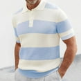 thumbnail image 2 of ZRBYWB Men's Polo Shirt Men's Spring Summer Fashion Knitted Lapel Striped Printed Short Sleeve Top Shirt Top Mens Polo Shirts, 2 of 3