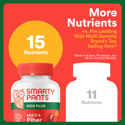 SmartyPants Kids Plus Multi & Fiber Gummies for Digestive Health, 90ct