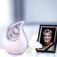 thumbnail image 2 of Large White Teardrop Urn with Silver Heart for Human Ashes - Urns for Adult Men/Male and Women - Cremation Urns for Ash, Funeral/Burial Urns, Decorative and Keepsake ERN, Heart Urn, 2.5 LTR, 2 of 8