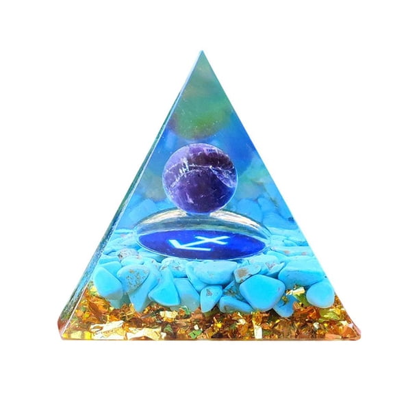 Pirámide de orgonita, amatista, peridoto, energía de cristal curativo, artesanías de orgón E Ehuebsd Libre de BPA