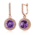 thumbnail image 3 of Gem Stone King 8.86 Ct Round Purple Amethyst 18K Rose Gold Plated Silver Earrings, 3 of 3
