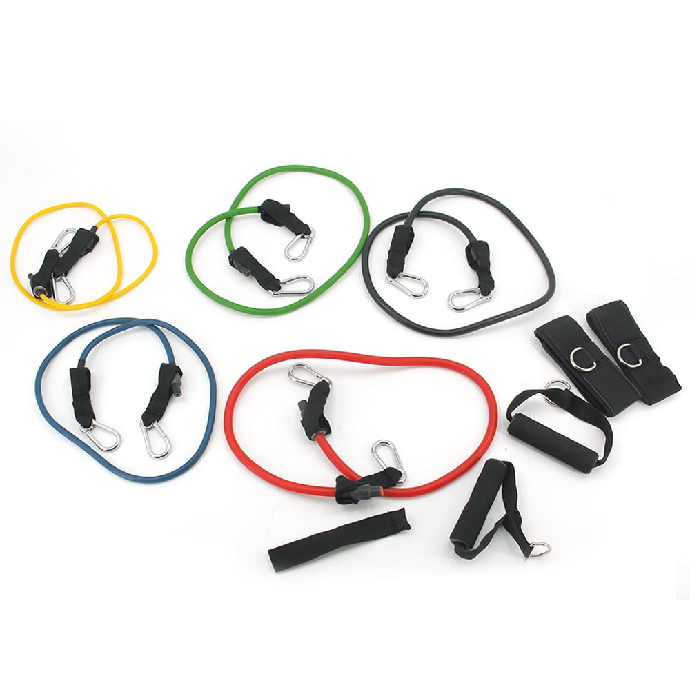 Resistance Bands Set 5 PC with Handles Door Anchor Ankle Strap for Home Workout Strength Training Physical Therapy 10 30 40 50 LB Exercise Bands Full Body Fitness Men Women Portable Gym