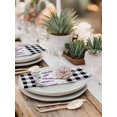 thumbnail image 5 of Purple Lavenders Cloth Napkins Set of 8 Reusable Dinner Napkins, Spring Floral Black Plaid Farmhouse Cocktail Napkin Washable Table Napkins for Wedding/Holiday Party/Baby Shower 20"x20", 5 of 7