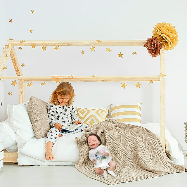 Fiudx Muñeca Bebé Realista, Cuerpo Suave con Pelo de Mohair, Diseño Lavable, Rasgos Realistas, Juguete de Baño o Decoración Del Hogar, Regalo Perfecto, Tamaño de 40 Cm, Incluye Botella de Agua.
